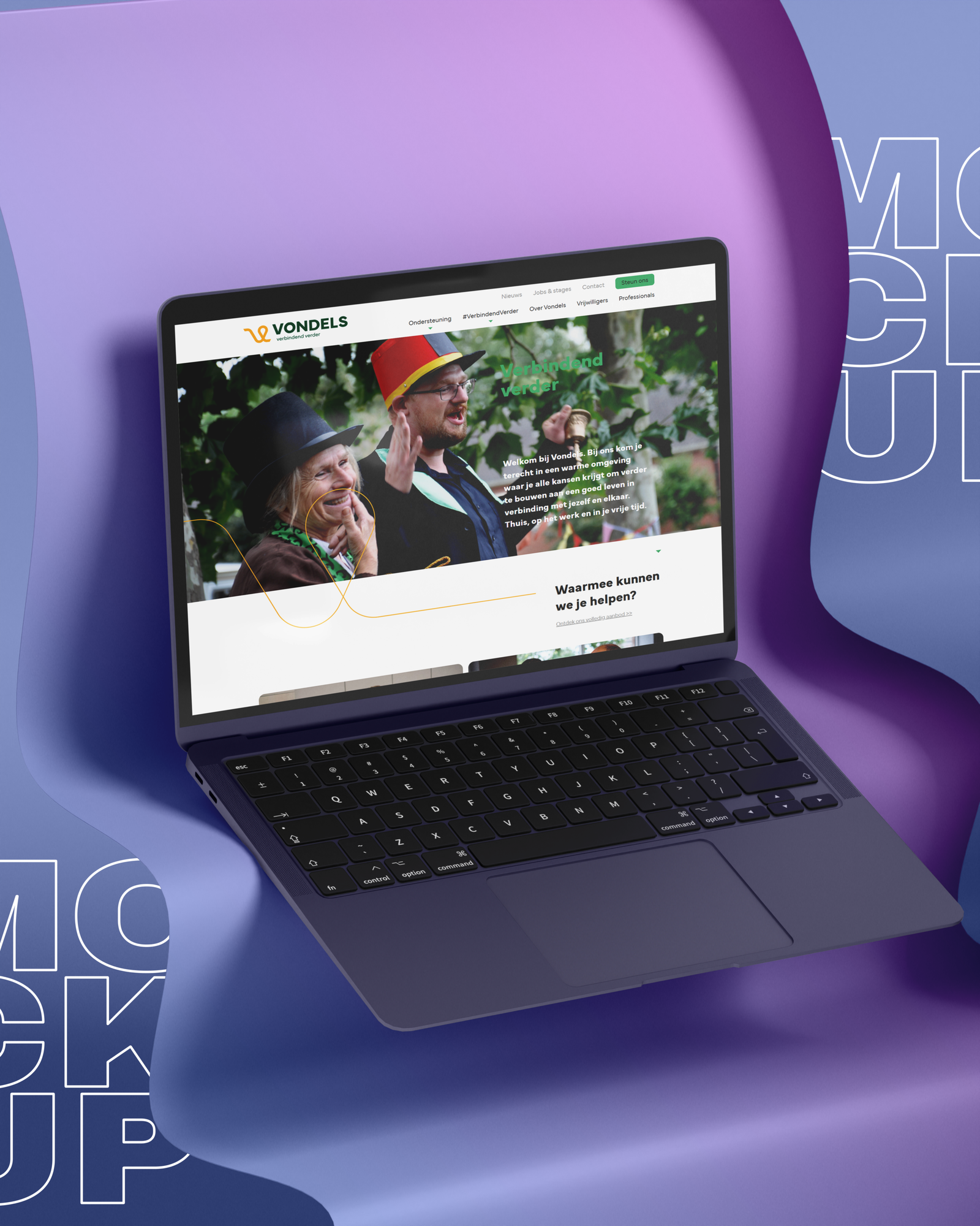 Vondels Website laptop mockup