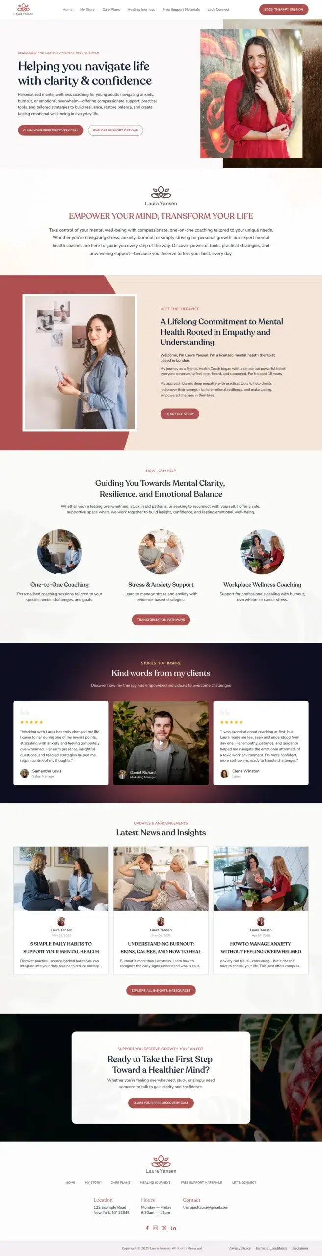 Therapist website Home page